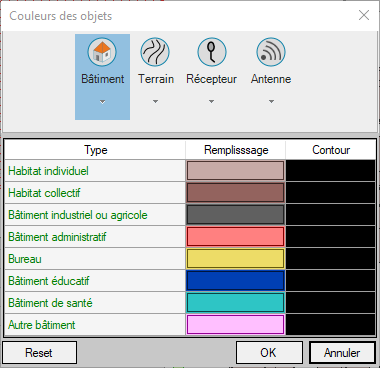 Interface de modification des couleurs d'objets