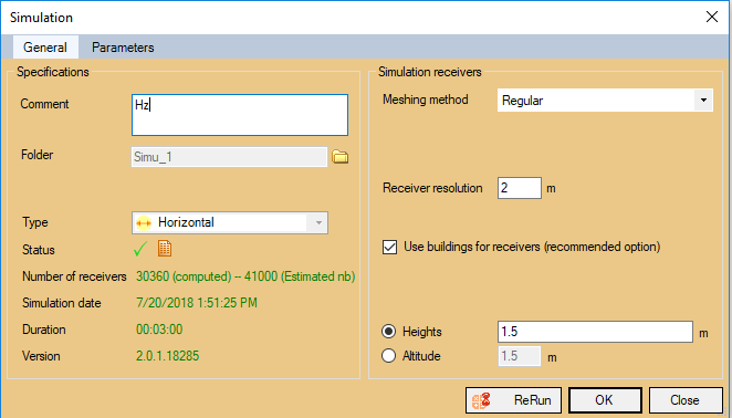 Simulation: general settings