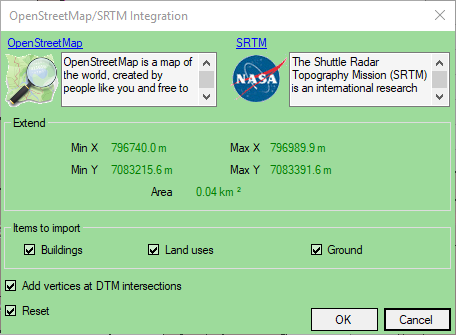 Interface to import Open Street Map data