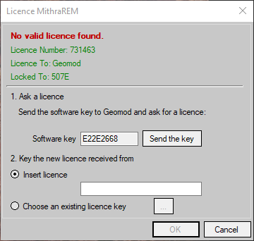 Interface de licence
