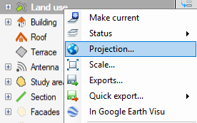 Modify the projection of the dataset
