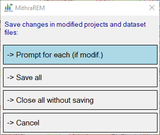 Saving choices when closing
