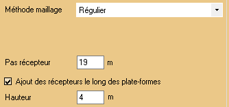 Pas de récepteur calcul horizontal