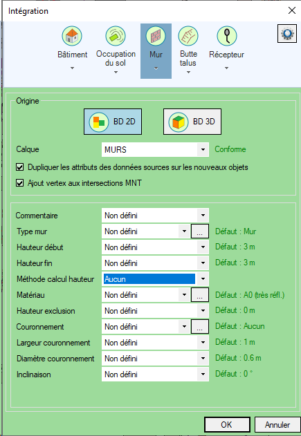 Intégration des murs
