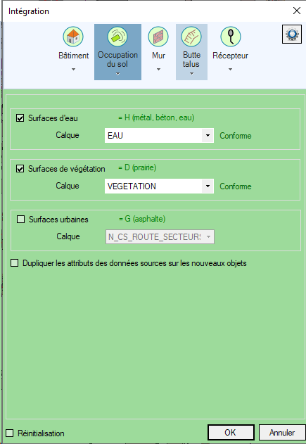 Intégration de l'occupation du sol