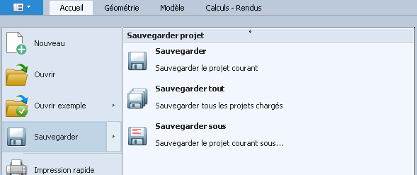 Sauvegarder un projet