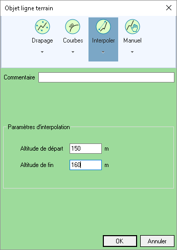 Interpoler l'altitude de la ligne depuis ses extrémités