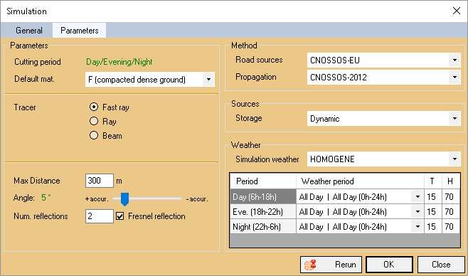 Simulation: settings