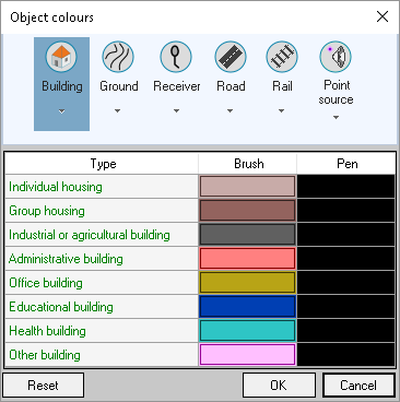 Objects colors interface