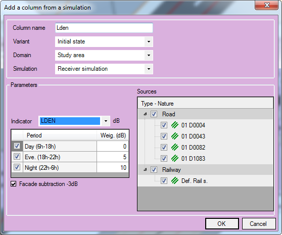 Add a column from a receiver type simulation