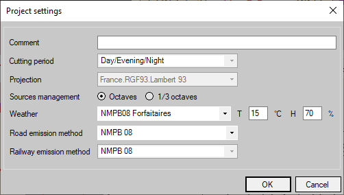 Project settings interface