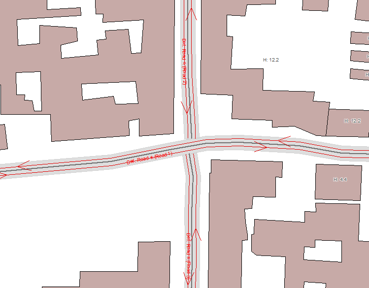 Road with intersection at the same level