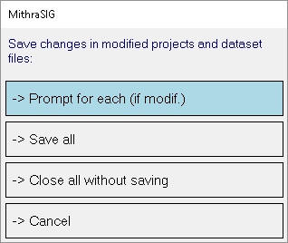 Saving choices when closing