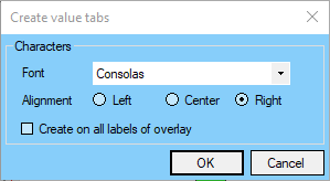 Value tabs creation interface