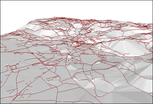 3D view of ground (TIN) and contours