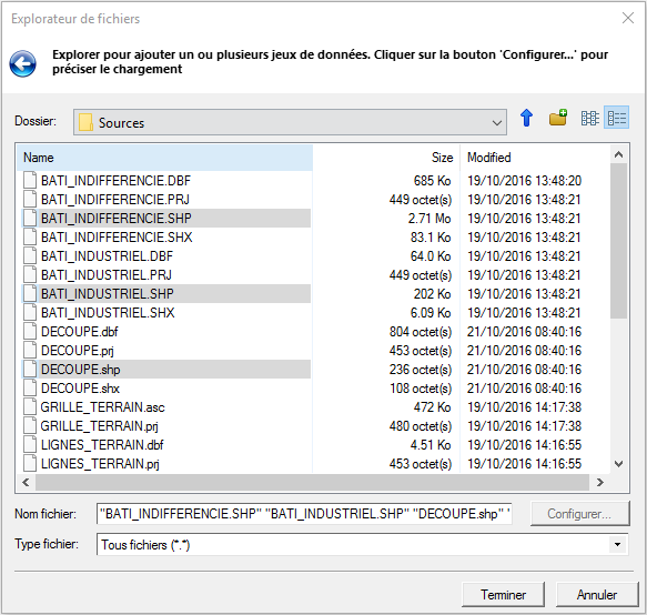 Import sélection de fichier