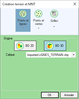 Intégration du terrain (Points - Lignes)