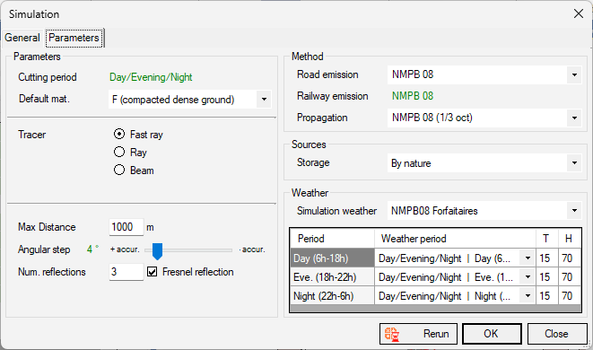 Simulation: settings