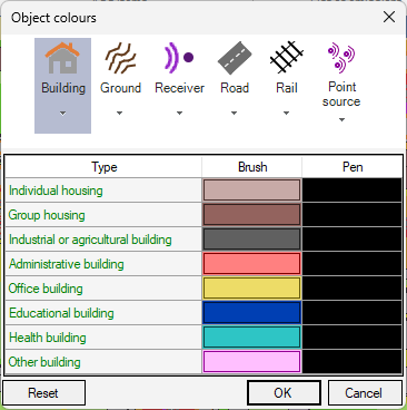 Objects colors interface