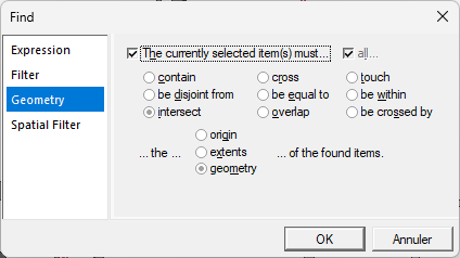 Search for objects that intersect the zone