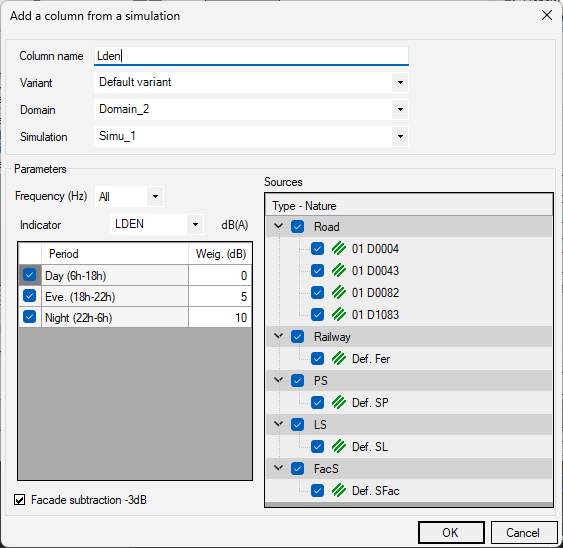 Add a column from a receiver type simulation