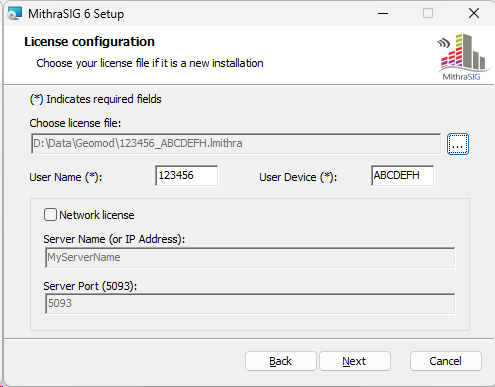 Interface to set the licence