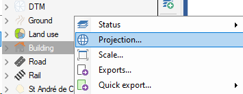 Modify the projection of the dataset