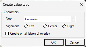 Value tabs creation interface