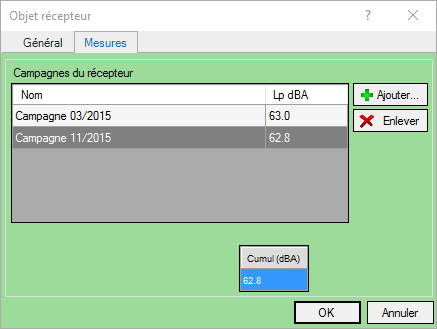 Utilisation campagne de mesures en dB