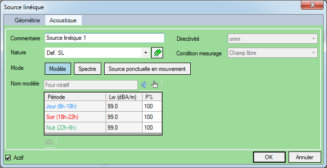 Source linéique - Acoustique (modèle)